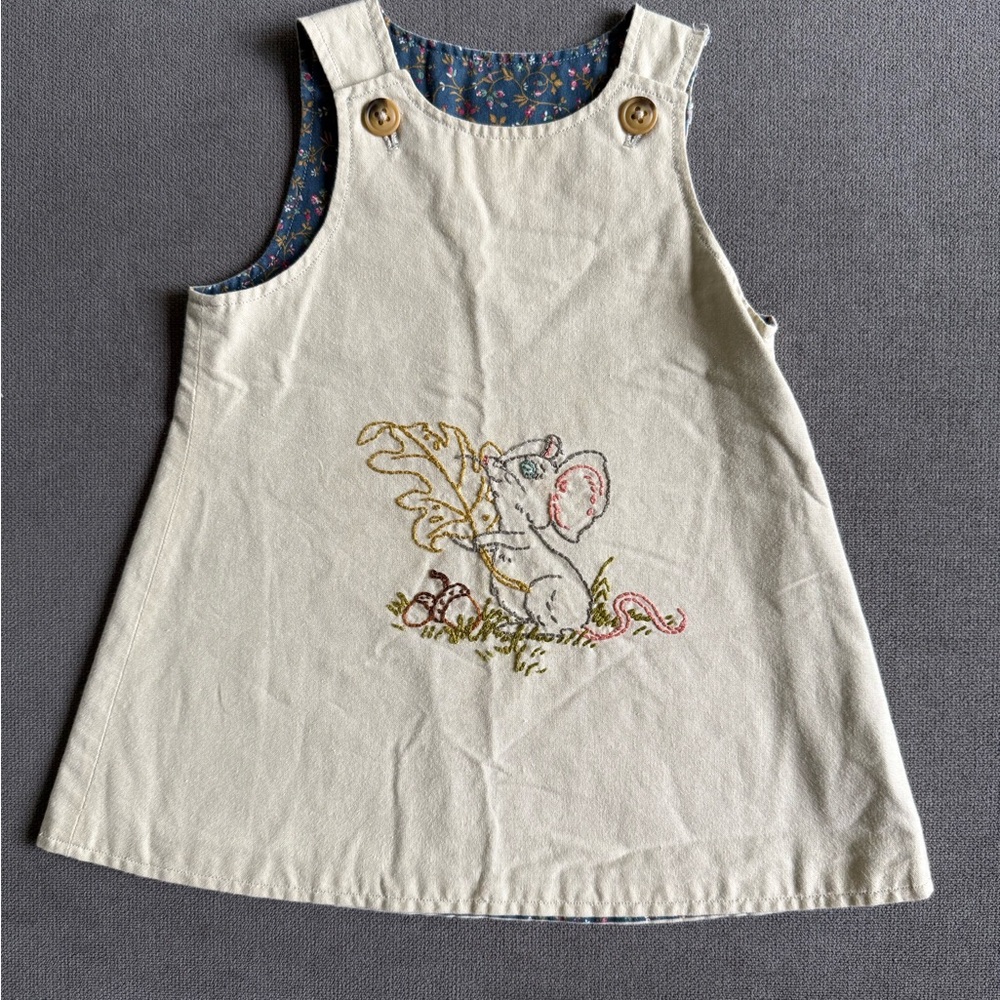 Adorable Cream Embroidered Baby Dress